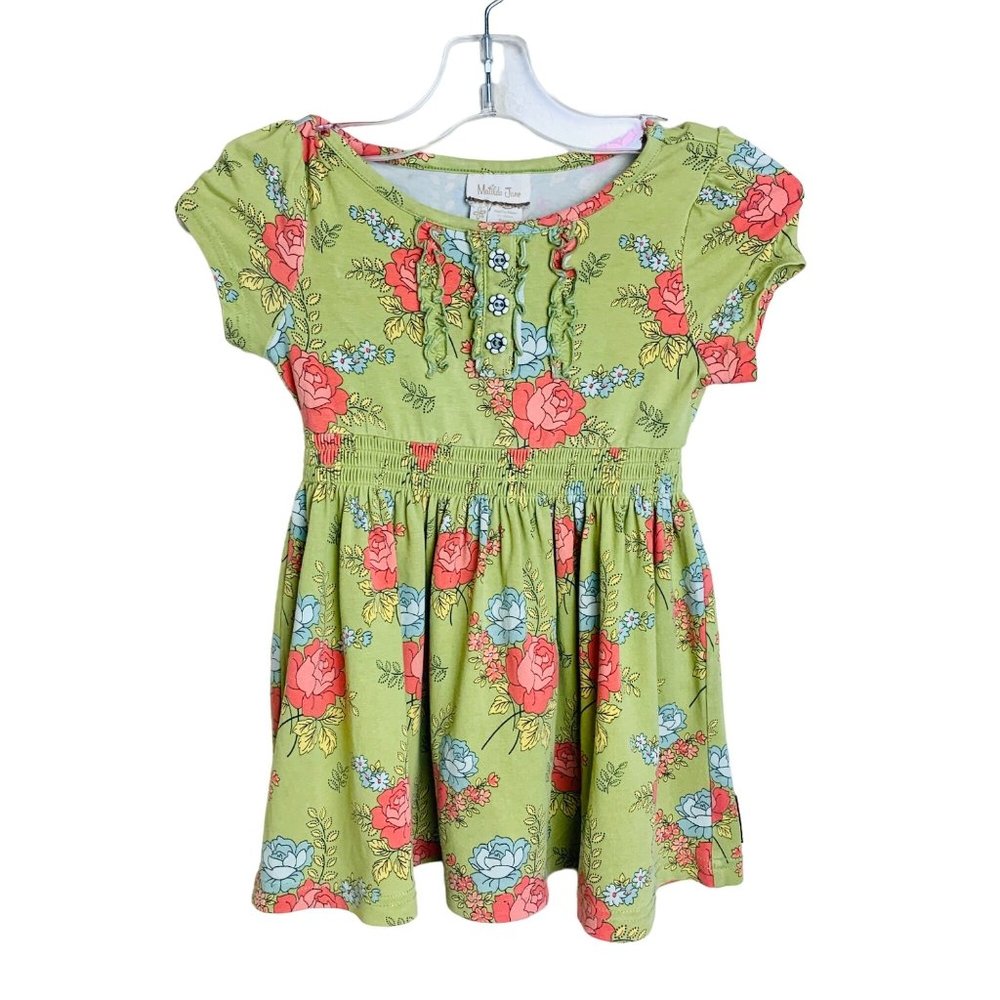 Matilda Jane Green Floral Lap Dress Toddler Girls Size 2